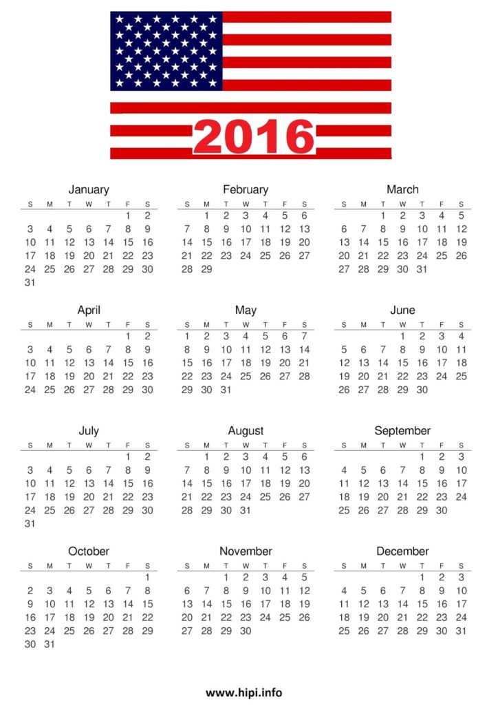 2016 Calendar Printable Free Download - Hipi.info