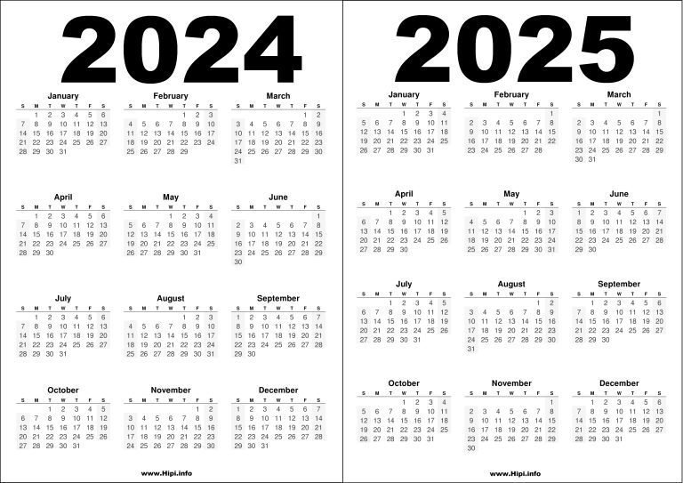 2024 2025 Calendar Printable Free Free Download Hipi.info