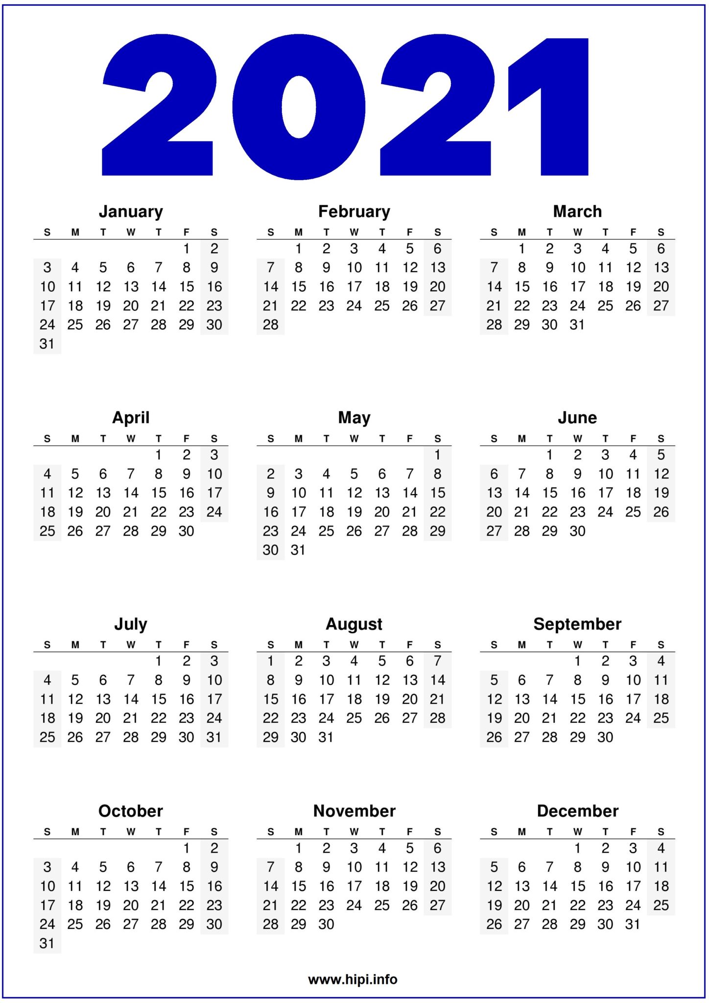 2021 Calendar Printable Free – Free Download - Hipi.info | Calendars
