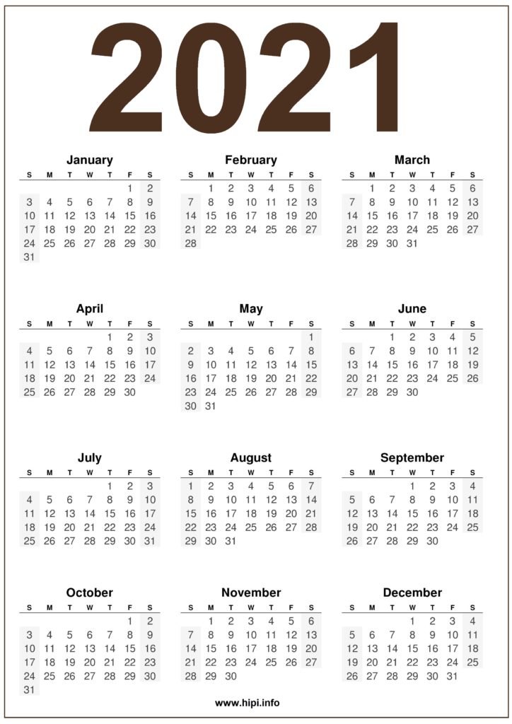 2021 Calendar Printable Free – Free Download - Hipi.info