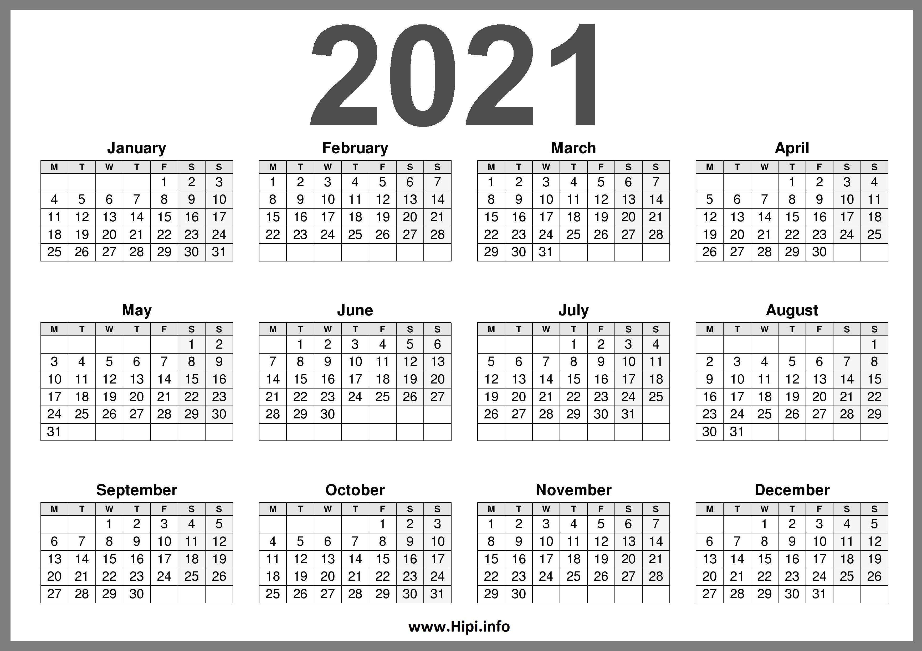 Monday Start Printable Free Printable Printable 2021 Calendar Uk
