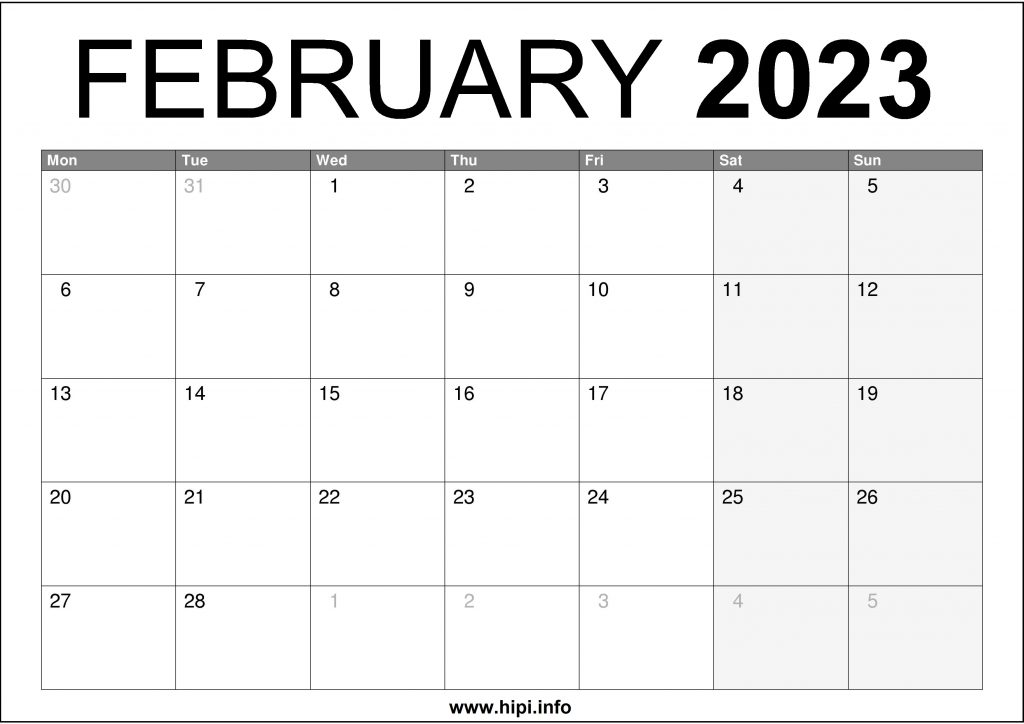 February 2023 UK Printable Calendar Hipi info