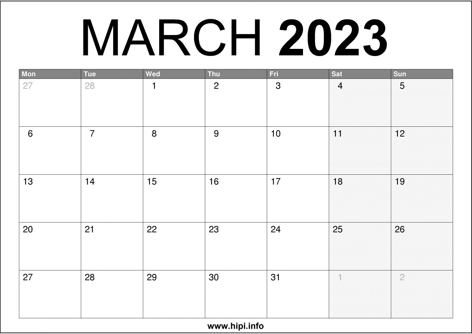 March 2023 UK Calendar Printable HD Hipi.info