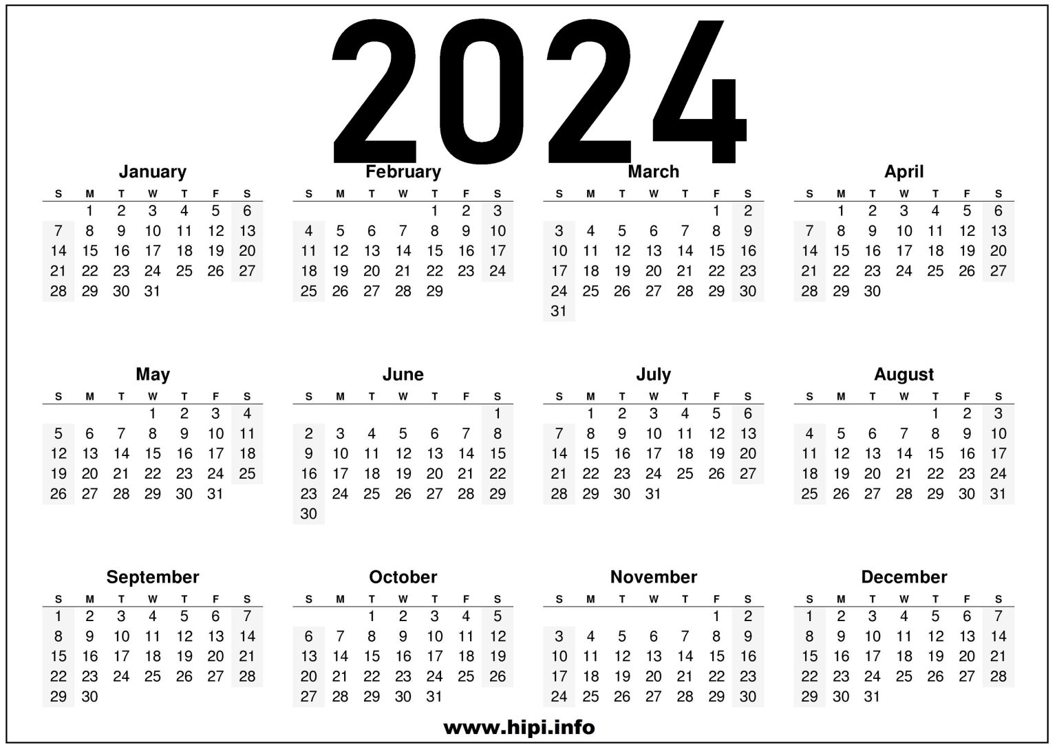 2024 Calendar Printable Free Free Download Hipi.info