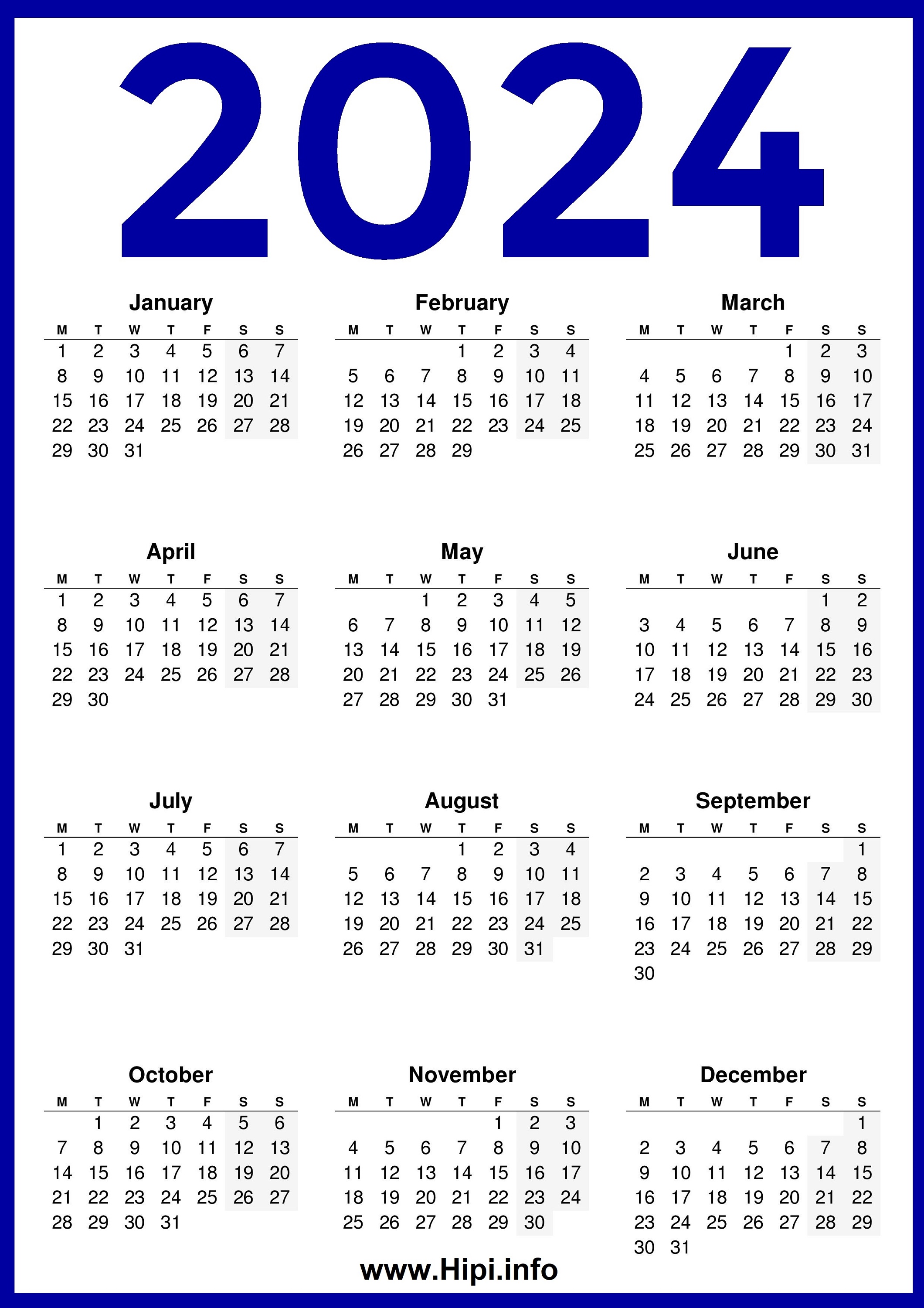 Free Printable Downloadable 2024 UK Calendars Hipi info