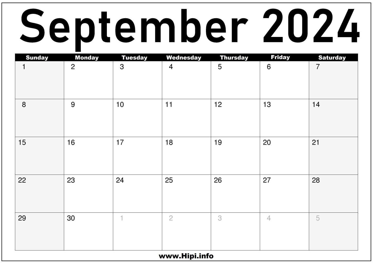 September 2024 Printable Calendar Hipi.info