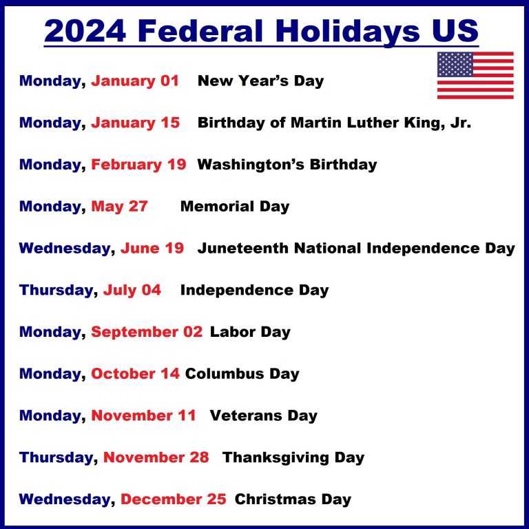 2024 Federal Holidays in USA Hipi.info