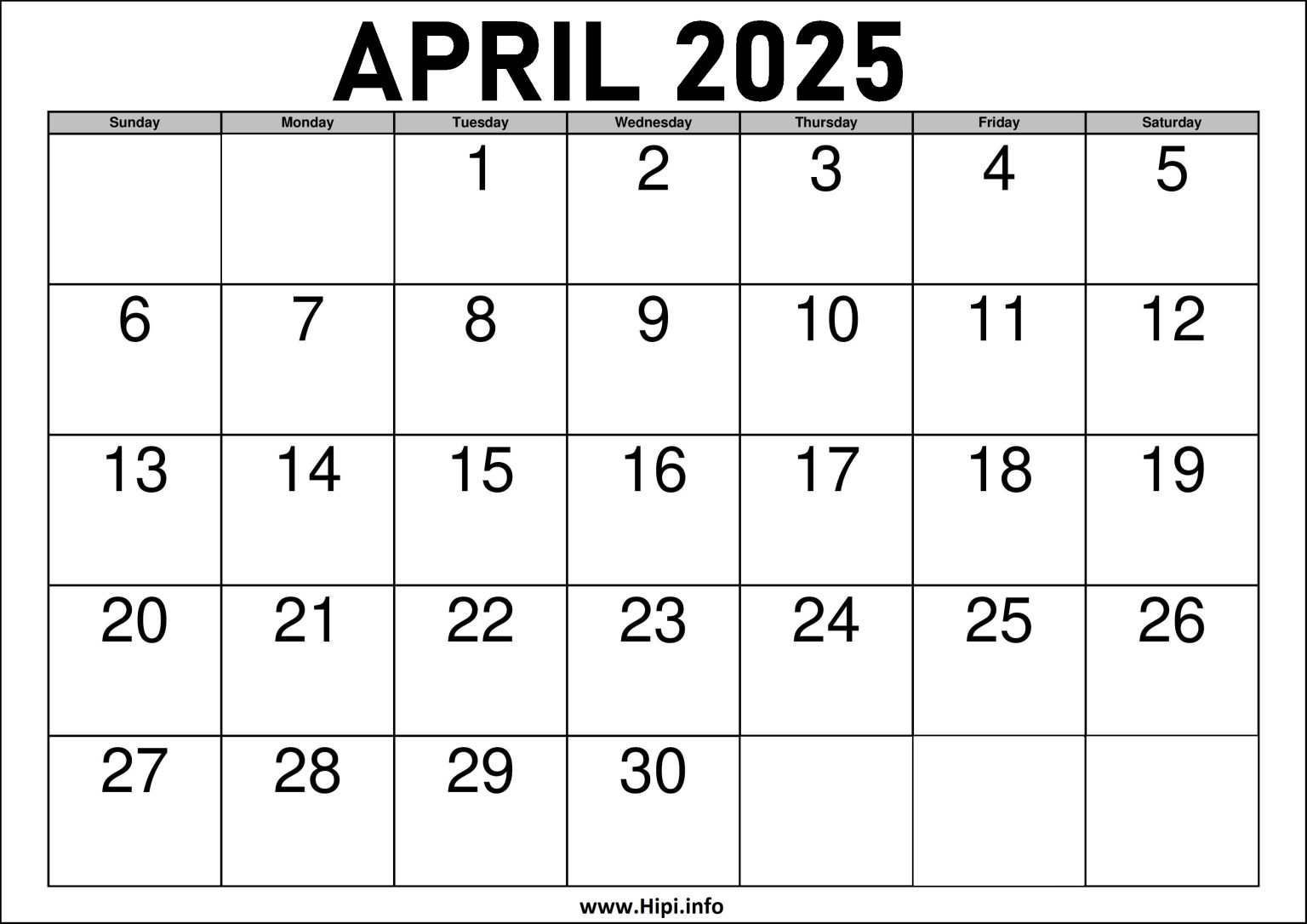 2025 April Calendar Printable with Holidays Hipi.info