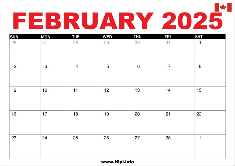 February 2025 Calendar Canada Printable Free Hipi.info