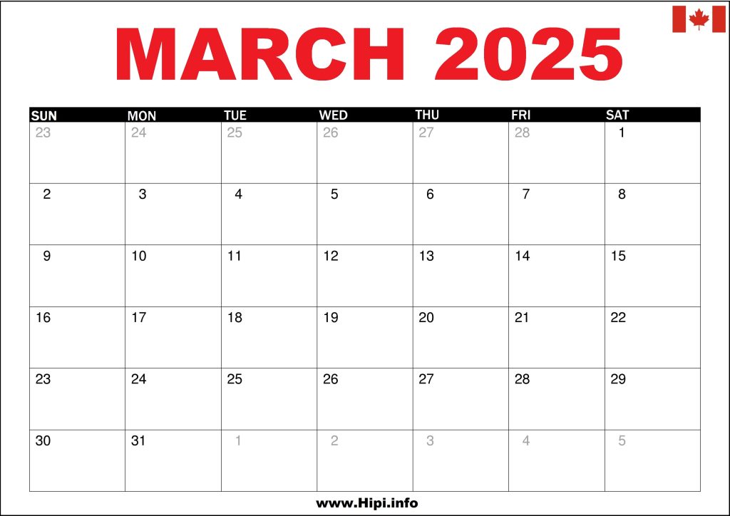 March 2025 Canada Calendar Printable Hipi.info