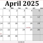 April 2025 UK Printable UK Calendar