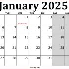 January 2025 UK Calendar Printable