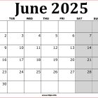 June 2025 UK Printable Calendar