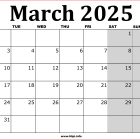March 2025 Calendar Printable UK