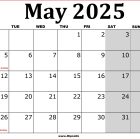 May 2025 Printable UK Calendar