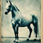 Old Photo Vintage Sepia White Horse