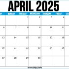 April 2025 US Calendar Printable