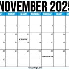 Printable 2025 November US Calendar with Federal Holidays