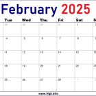 2025 February Calendar UK with Holidays