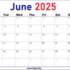 2025 June Calendar UK Printable